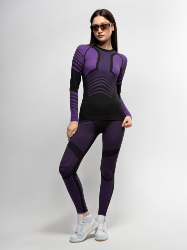Комплект термобелья X-Line Sport женский черный с фиолетовым NEW в Ставрополе