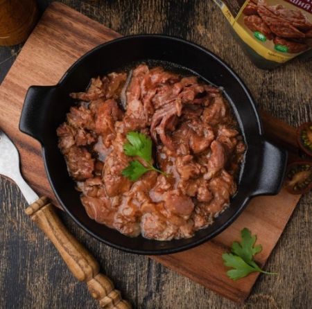 Консервы мясные кусковые стерилизованные "Говядина тушеная в/с Богатырская"325гр