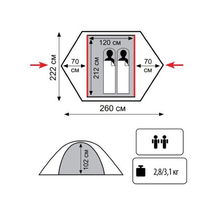 Палатка Tramp Sarma 2 V2 серый