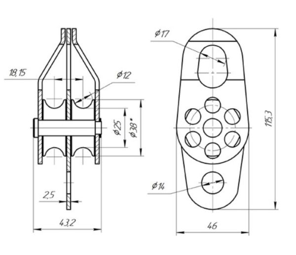  Блок-ролик Вертикаль двойной сталь с подшипником в Ставрополе  