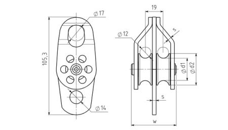  Блок-ролик Вертикаль двойной сталь с подшипником в Ставрополе  