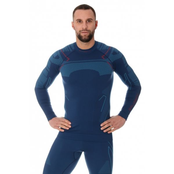 Футболка Brubeck Thermo Nilit Heat черный/голубой мужская в Ставрополе