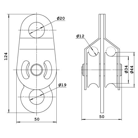  Блок-ролик Орион-Альп двойной сталь с подшипником в Ставрополе  